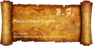 Macsicska Fodor névjegykártya